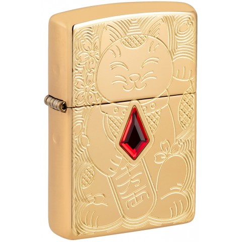 Zippo Lighter 49802 Armor™ Lucky Cat Design