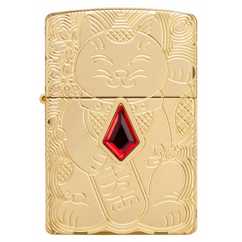 Zippo Lighter 49802 Armor™ Lucky Cat Design