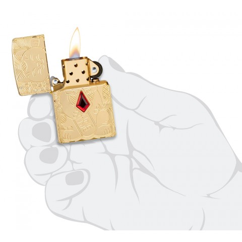 Zippo Lighter 49802 Armor™ Lucky Cat Design