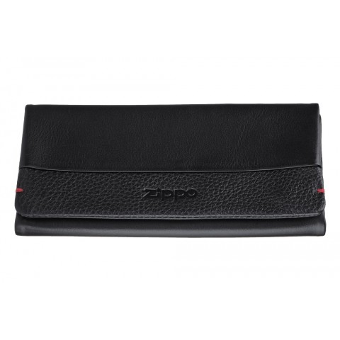 Zippo Nappa Tri-Fold Tobacco Pouch Black